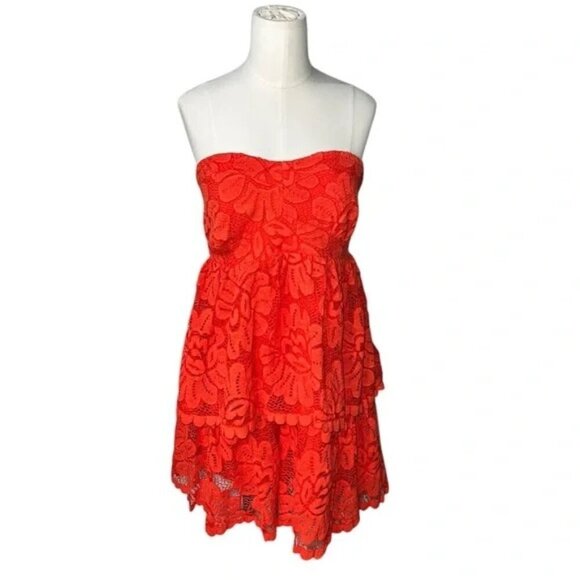 NWT Anthropologie Maeve Strapless Lace Mini Dress size Large - Picture 2 of 7